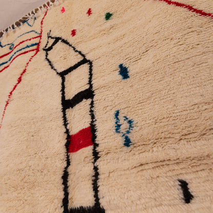 Azilal Rug - Moroccan Handmade Wool & Cotton Carpet - Modern Berber Abstract Design - Tribal Wall Hanging or Floor Mat