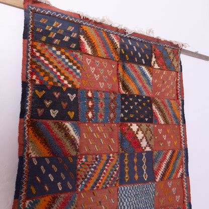 Handwoven Akhnif Moroccan Rug – Patchwork Berber Flatweave ; 6,89 ft / 3,94 ft