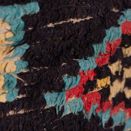 Vintage Azilal Rug with Tribal Diamond Motifs - Bold Bohemian Moroccan Wool Carpet - Handwoven Berber Art