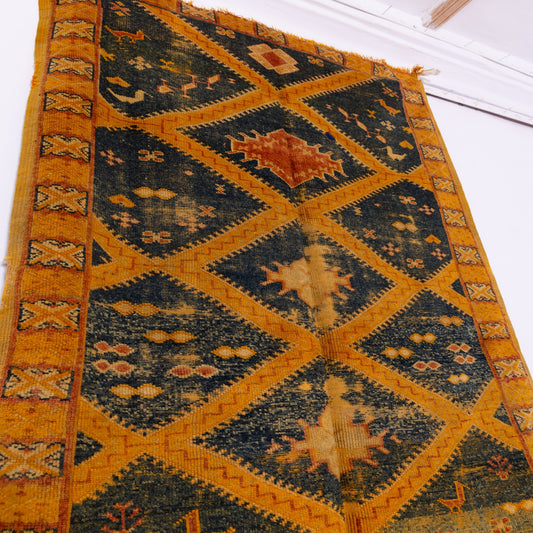 Vintage Moroccan Taznakht Rug | 100% Wool Handwoven Berber Carpet | Authentic Tribal Decor | Boho & Rustic Area Rug | Unique Artisan Weaving