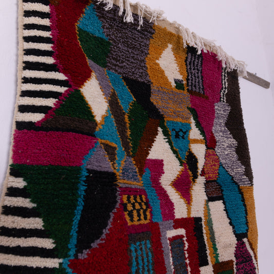 Vintage Boujad Moroccan Rug - Handmade Wool Berber Carpet - Colorful Bohemian Area Rug - Authentic Tribal Rug - Moroccan Home Decor