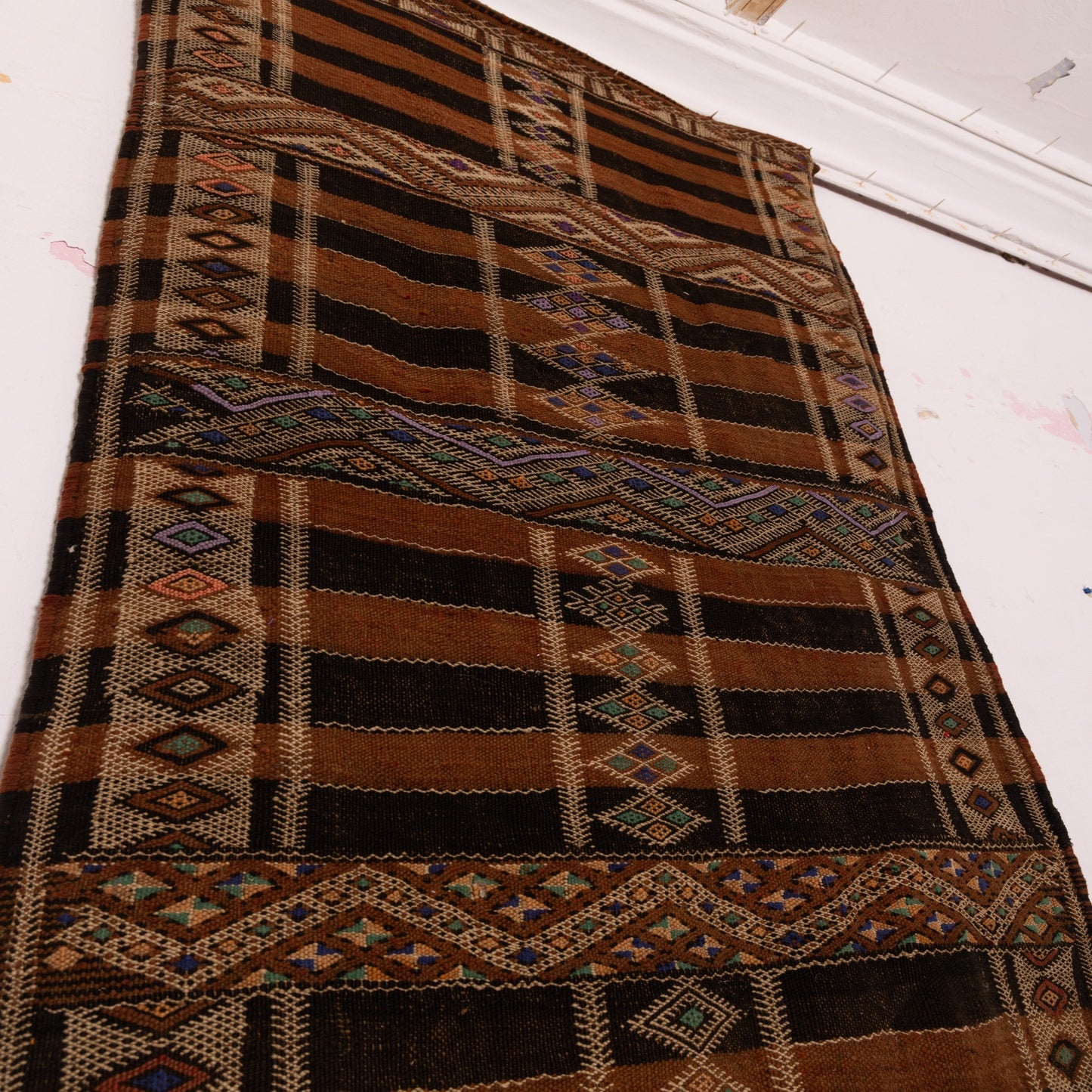Handwoven Moroccan Runner Rug - Earth Tones - 100% Wool