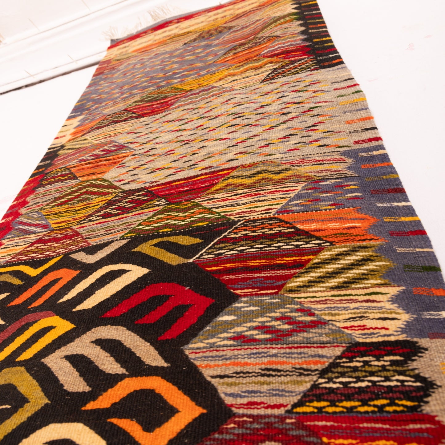Moroccan Corridor Rug - Handwoven Runner - Geometric Patchwork Design