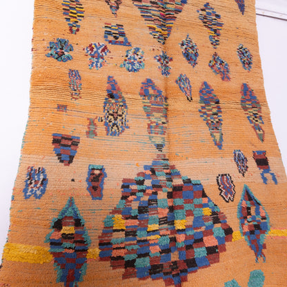 Vintage Moroccan Rehamna Rug - Abstract Berber Artistry in Warm Tones ; 9,02 ft / 4,43 ft