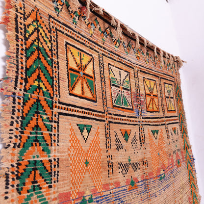 Vintage Moroccan Handwoven Kilim Rug – Unique Berber Geometric Tapestry in Earthy Tones