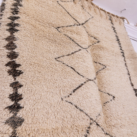 Vintage Moroccan Beni Ourain Wool Rug – Authentic Berber Minimalist Carpet