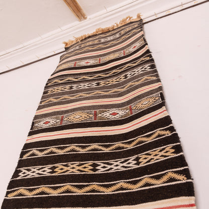 Handwoven Wool Corridor Runner - Tribal Stripe Pattern