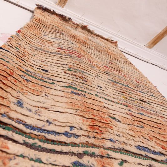 Vintage Moroccan Corridor Runner - Earthy Berber Handwoven Rug - Faded Tribal Diamond Pattern