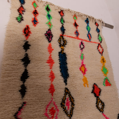 Vibrant Azilal Rug - Handmade Moroccan Wool & Cotton Small Carpet - Rainbow Tribal Boho Decor