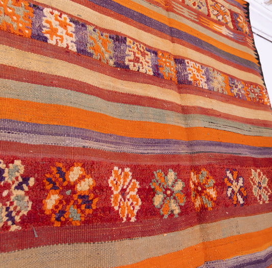 Vintage Moroccan Handwoven Rug – Rehamna Tribal Kilim
