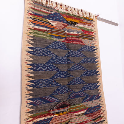 Authentic Handwoven Moroccan Akhnif Rug – A One-of-a-Kind Bohemian Masterpiece  ; 6,56 ft / 3,28 ft