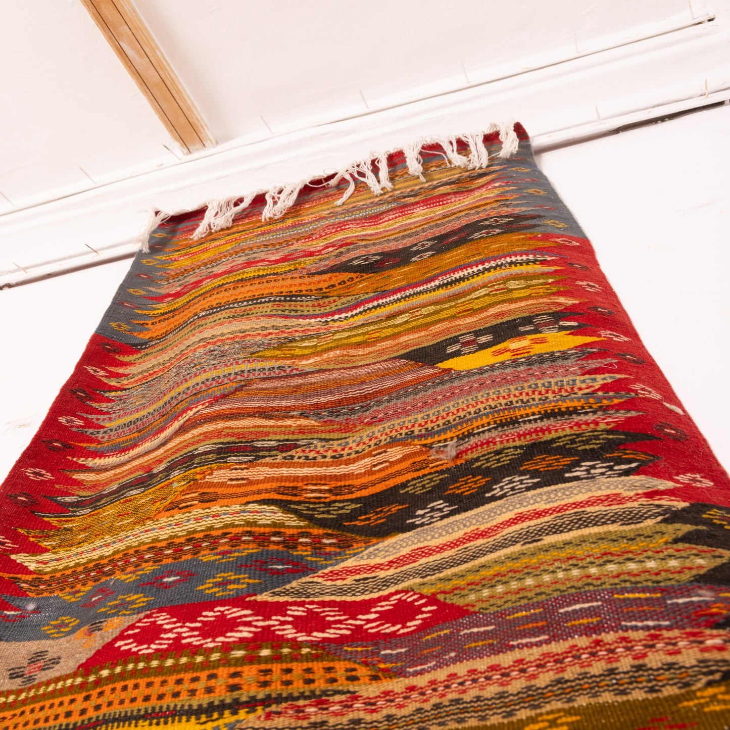 Moroccan Corridor Rug - Handwoven Runner - Earth-Tone Berber Patchwork Style