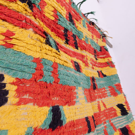 Vintage Azilal Rug – Bold Multicolor Moroccan Wool Carpet - Handwoven Berber Art from Atlas Mountains