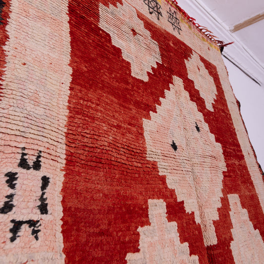 Vintage Moroccan Wool Rug – Handwoven Berber Carpet with Geometric Tribal Patterns – Authentic Boho & Mid-Century Decor