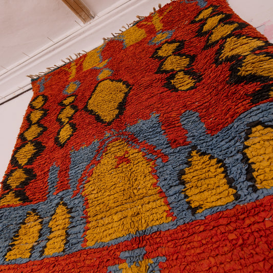 Vintage Moroccan Corridor Runner Rug - Handwoven Wool Carpet - Tribal Geometric Design
