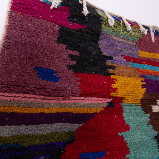 Eclectic Boujad Rug – New Handmade Moroccan Wool Rug – Colorful Abstract Berber Wall Hanging – Boho Tribal Textile Art – One-of-a-Kind Decor