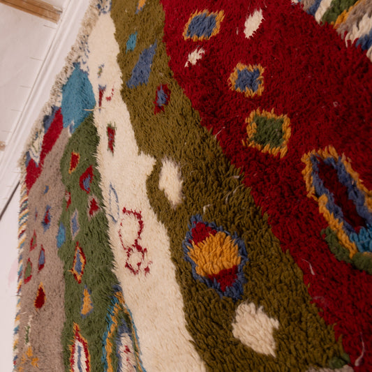 Colorful Azilal Rug - Moroccan Tribal Berber Carpet - Handwoven 80% Wool 20% Cotton - Geometric Abstract Area Rug