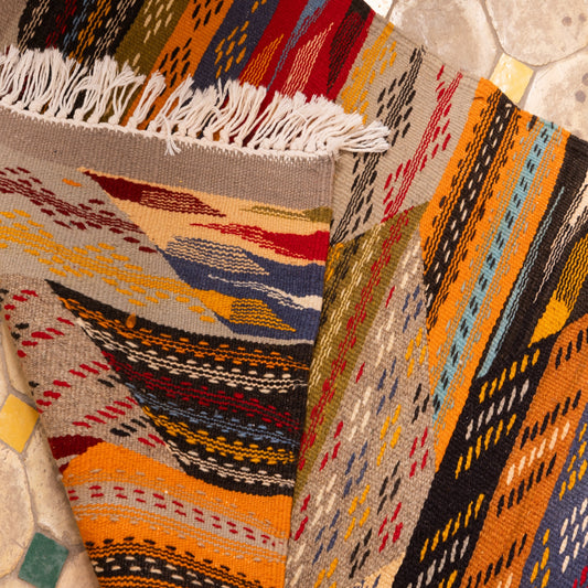 Moroccan Corridor Rug - Handwoven Runner - Tribal Diamond Medallions