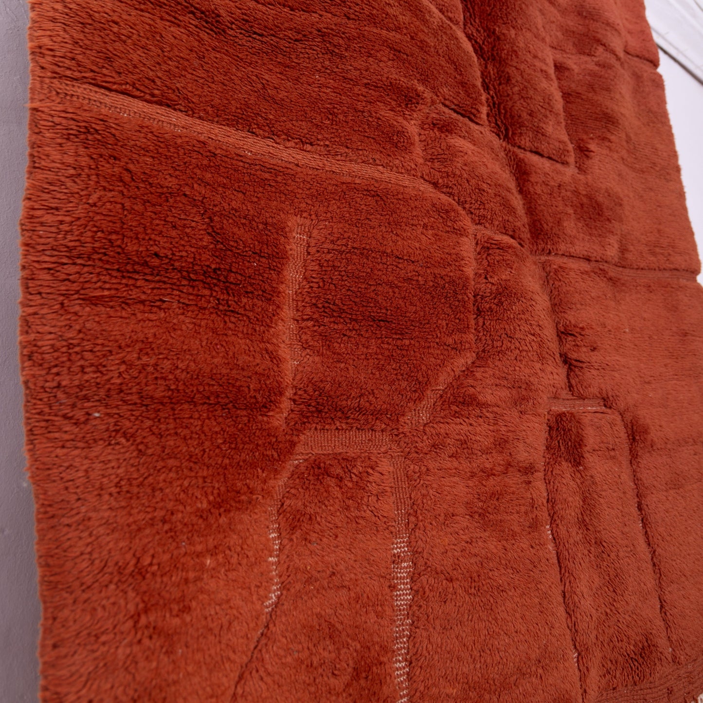 Handmade Mrirt Rug – 100% Wool Moroccan Berber Carpet – Deep Terracotta Textured Wool Rug – Luxury Boho & Modern Home Decor