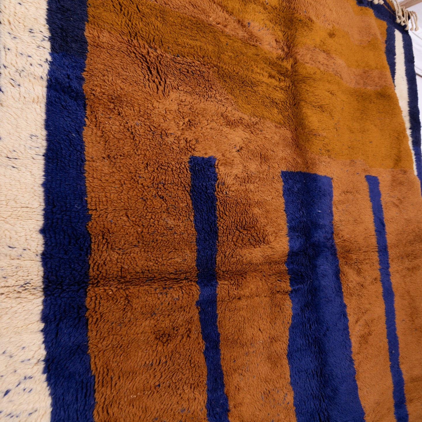 Authentic Handwoven Moroccan Mrirt Rug – Luxurious Brown & Blue Wool Berber Carpet