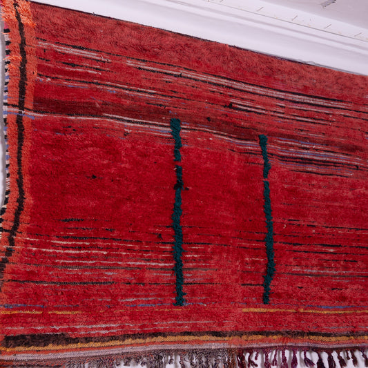 Vintage Moroccan Berber Rug – Handwoven Wool Carpet – Red Tribal Bohemian Decor
