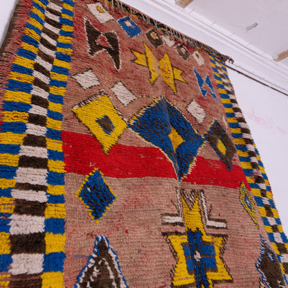 Vintage Moroccan Berber Rug – Handwoven Wool Carpet with Tribal Geometric Patterns