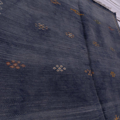 Handwoven Moroccan Akhnif Rug – Deep Indigo Berber Wool & Cotton Carpet