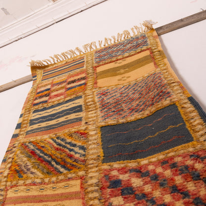 Moroccan Patchwork Corridor Rug - Handwoven Runner - Eclectic Berber Artistry