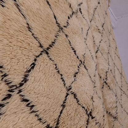 Vintage Moroccan Beni Ourain Rug | Handwoven Wool Berber Carpet | Authentic Tribal Diamond Design ; 11,81 ft / 6,23 ft