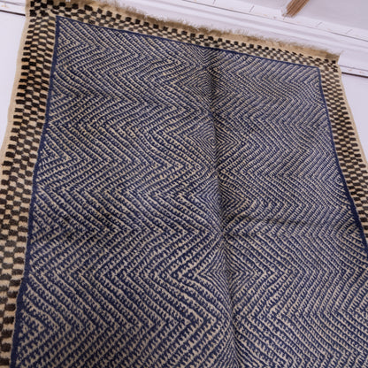 Handwoven Taznakht Moroccan Rug – 100% Wool Black & Blue Geometric Carpet – Authentic Berber Craftsmanship – High Atlas Artisan Weaving ;  8,86 ft / 5,09 ft