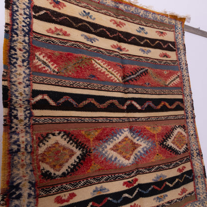 Authentic Moroccan Akhnif Rug – Handwoven Wool & Cotton Berber Carpet ;  5,25 ft / 3,61 ft