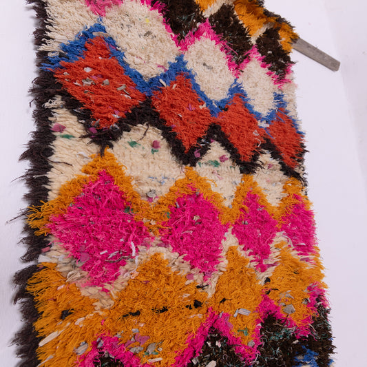 Mountain of Colors  – Vintage Moroccan azilale Runner in Bold Diamond Pattern