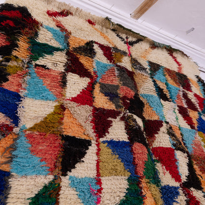 Mountain Prism” – Vintage Moroccan azilale Rug with Kaleidoscopic Triangles