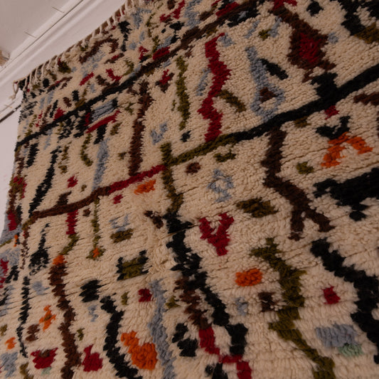 Colorful Azilal Rug - Abstract Berber Moroccan Wool & Cotton Carpet - Handwoven Tribal Art - Bohemian Wall or Floor Decor
