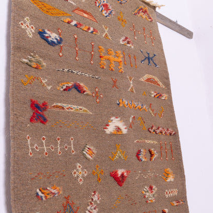 Handwoven Akhnif Moroccan Rug – Unique Amazigh Flatweave ; 5,09 ft / 2,30 ft