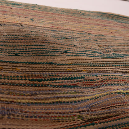 Vintage Moroccan Boucherouite Rug – Handwoven Berber Rag Rug with Earthy Stripes ; 4,59 ft / 3,28 ft