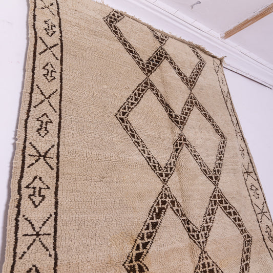 Vintage Moroccan Beni Ourain Rug - Handwoven Wool Berber Carpet with Geometric Diamond Patterns
