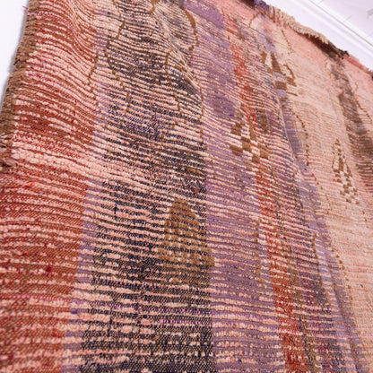 Vintage Moroccan Berber Rug – Handwoven Wool Striped Carpet with Tribal Accents