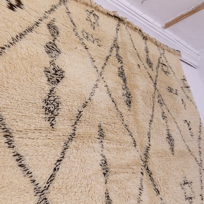 Vintage Moroccan Beni Ourain Rug – Handwoven Wool Berber Carpet – Unique Tribal Diamond Design ;  7,87 ft / 6,73 ft