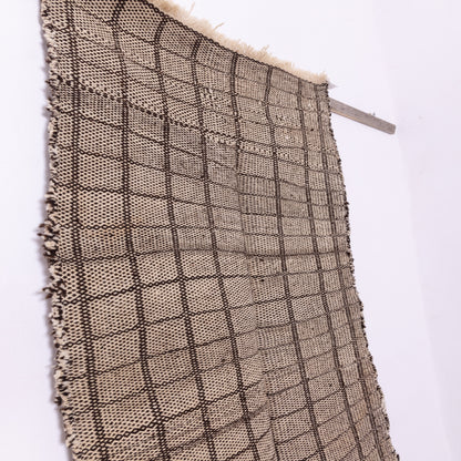 Handwoven Moroccan Akhnif Rug – Minimalist Black & Ivory Berber Wool Rug ; 6,23 ft /  3,12 ft