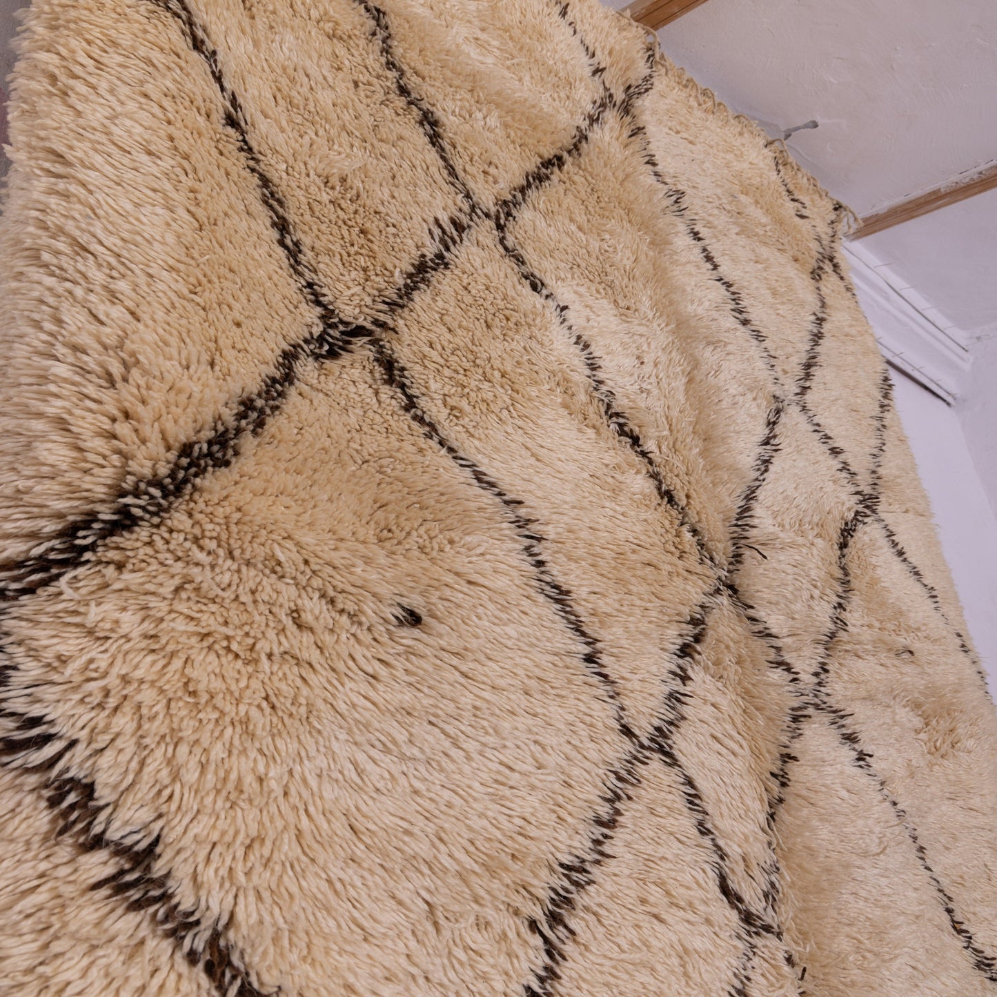 Handwoven Moroccan Beni Ourain Rug – Authentic Berber Wool Carpet ;  12,80 ft  /6,89 ft