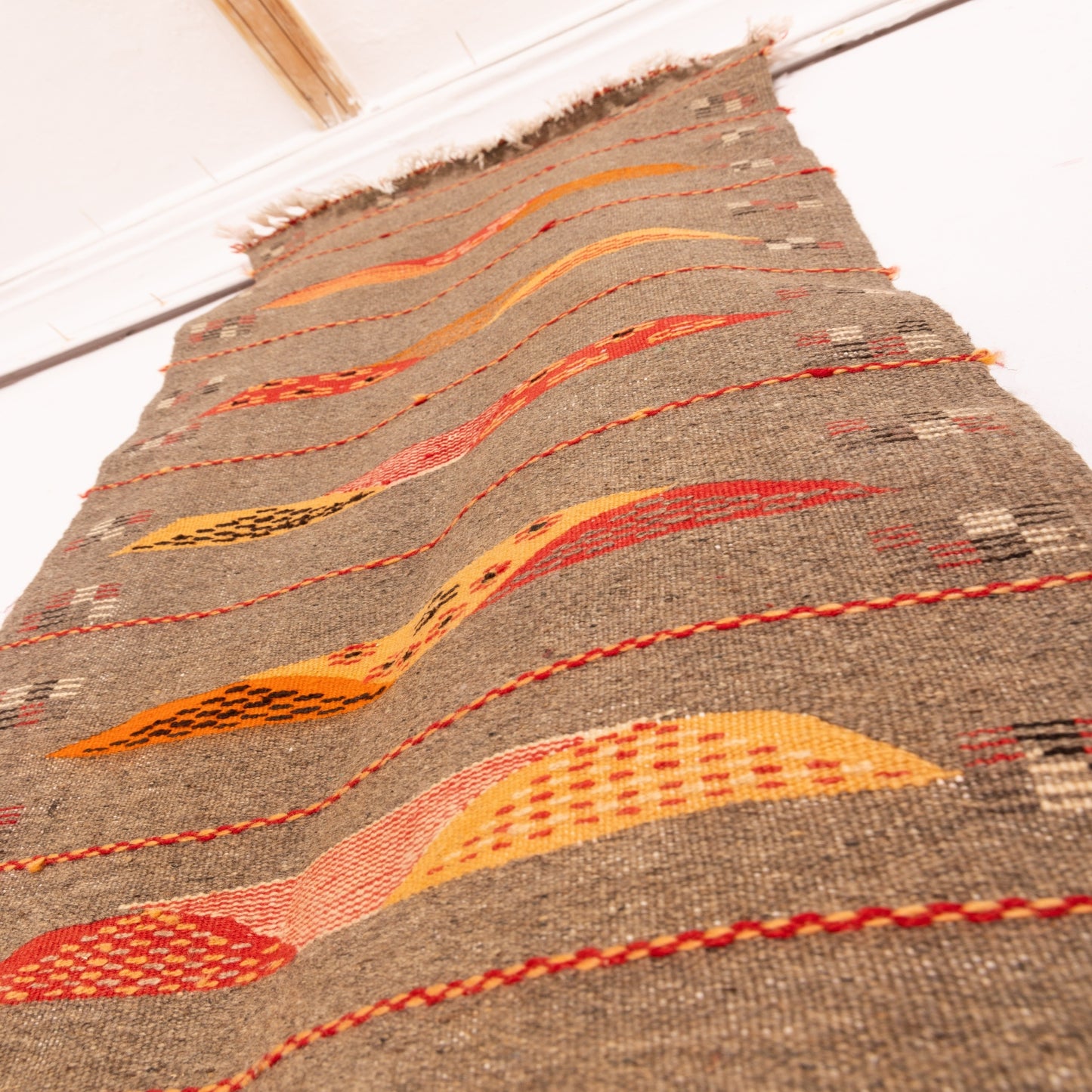 Moroccan Corridor Rug - Handwoven Runner - Earth Tones with Dune Motif