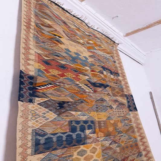 Handwoven Moroccan Akhnif Rug – Intricate Berber Wool & Cotton Carpet