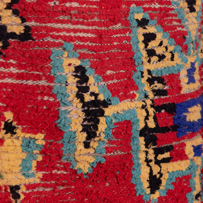 Vintage Moroccan Azilal Rug - Tribal Symbols on Bold Red - 100% Wool Handwoven Art