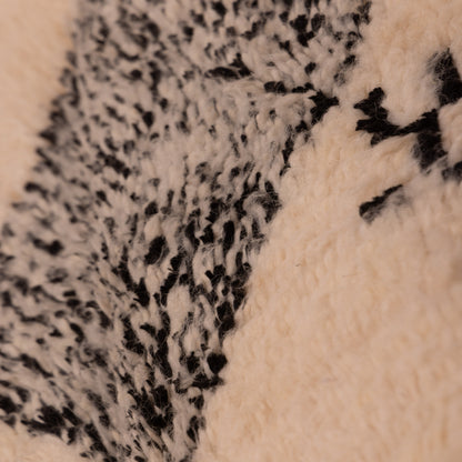 Handwoven Moroccan Wool Rug - Black & Cream Berber Tribal Diamonds - Abstract Azilal-Inspired Carpet