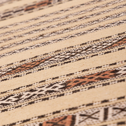 Handwoven Neutral Moroccan Runner Rug - 100% Wool