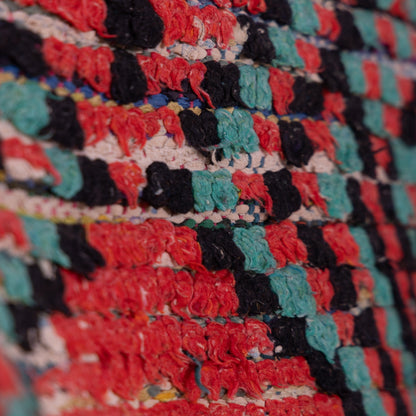 Vintage Azilal Rug – Bold Red & Green Moroccan Wool Rug - Handwoven Tribal Art Piece - Mid-Century Berber Carpet