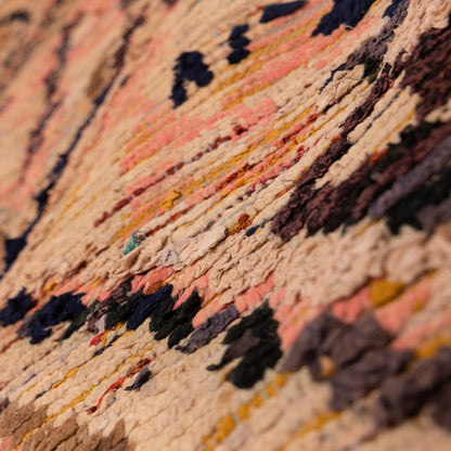 Vintage Moroccan Boucherouite Rug – Handwoven Berber Carpet with Abstract Tribal Patterns