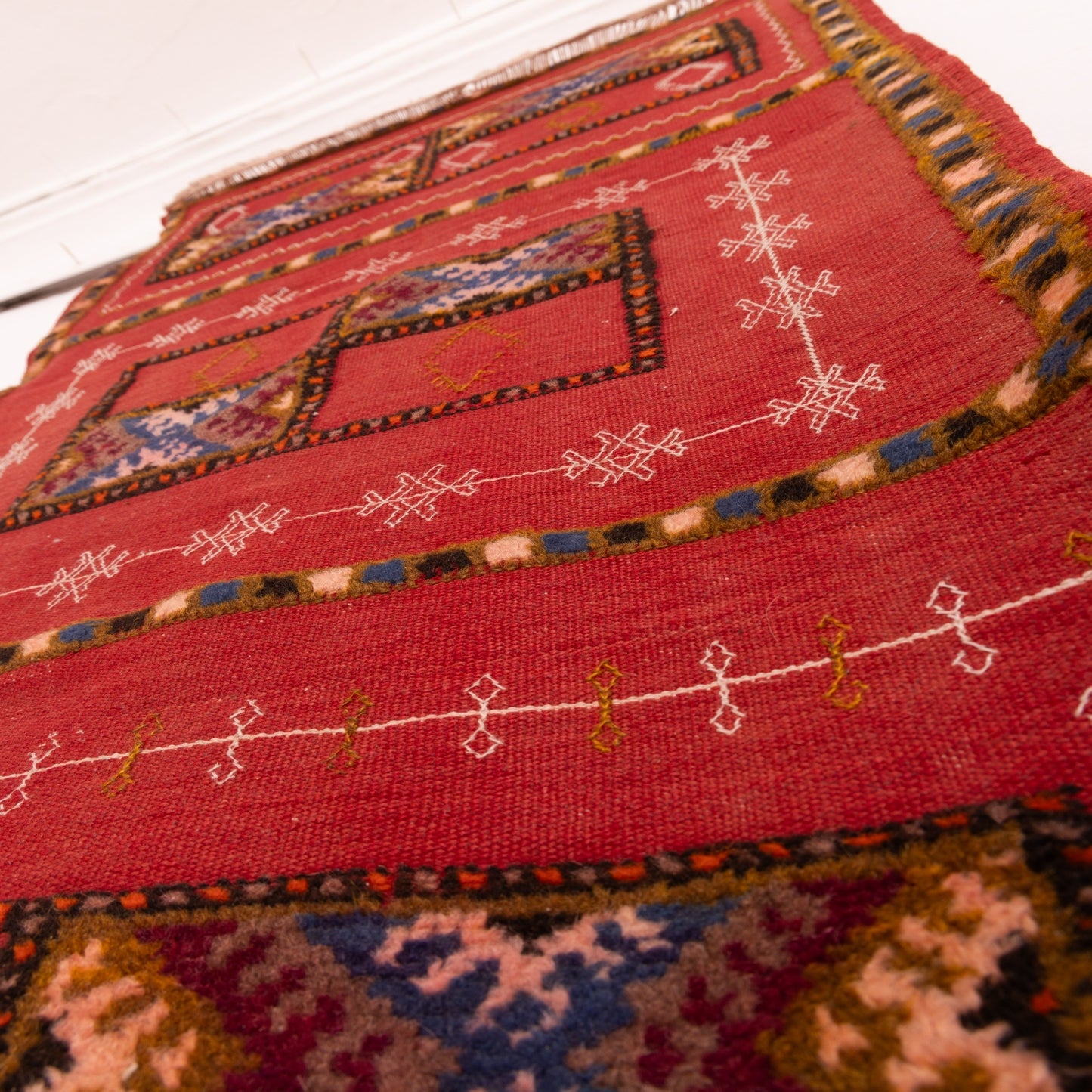 Moroccan Corridor Rug - Traditional Red Runner - Handwoven Berber Style