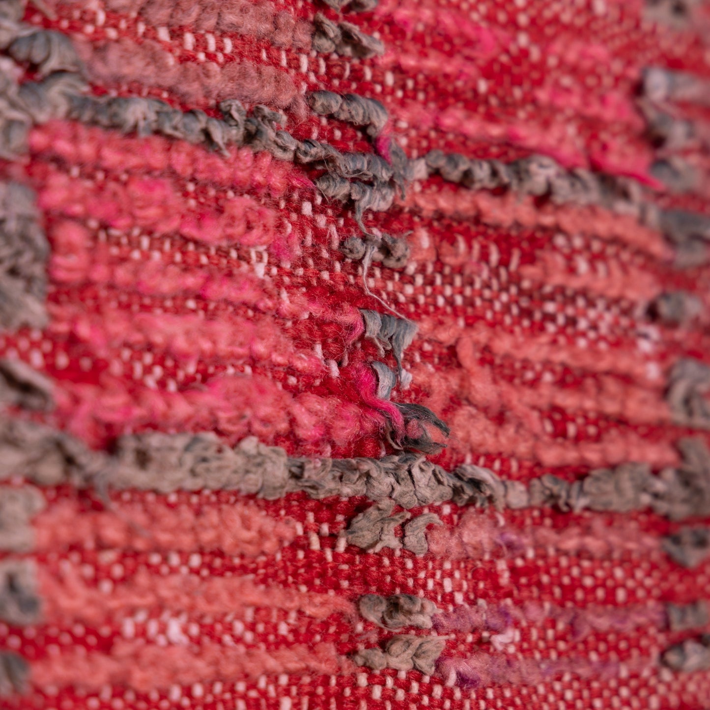 Vintage Moroccan Bjaad Rug – Handwoven Wool Rug in Deep Red & Black Geometric Design – Authentic Berber Carpet